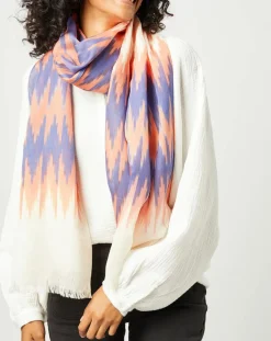 Foulard en Coton & Soie Voyage corail - 55x200 cm