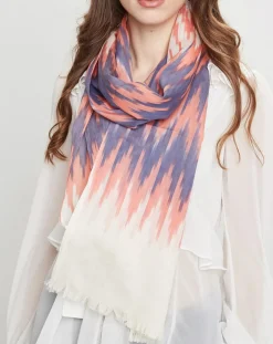 Foulard en Coton & Soie Voyage corail - 55x200 cm