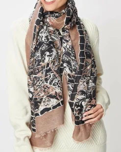 Foulard en Lin, Coton & Soie Ine noir - 70x190 cm