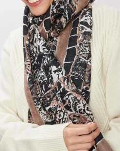 Foulard en Lin, Coton & Soie Ine noir - 70x190 cm