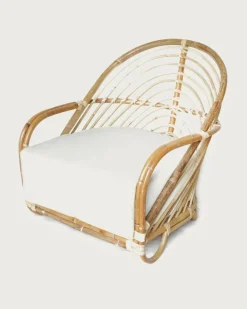 Gaia - Fauteuil en rotin tressé et coussin Blanc