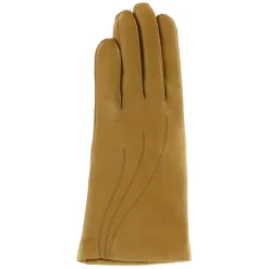 Gants en Cuir d'Agneau doublure Laine Waves chameau clair