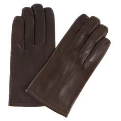 Gants en Cuir d'Agneau doublure Textile marron