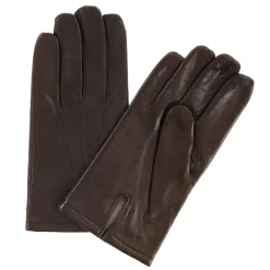 Gants en Cuir d'Agneau doublure Textile marron