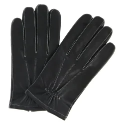 Gants en Cuir d'Agneau doublure textile noir/écru
