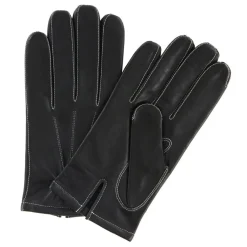Gants en Cuir d'Agneau doublure textile noir/écru