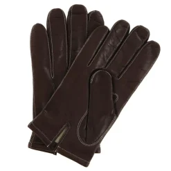 Gants en Cuir d'Agneau doublure textile marron/écru