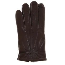 Gants en Cuir d'Agneau doublure textile marron/écru