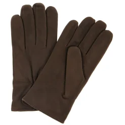 Gants en Velours de Cuir d'Agneau doublure textile marron