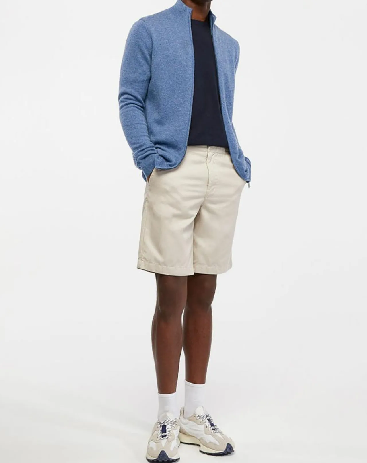 Gilet 100% Cachemire Zip Uni Nachgil bleu chiné