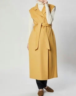 Gilet 100% Laine Louanne sans manches ocre