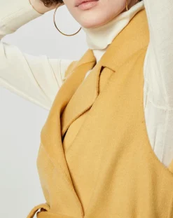 Gilet 100% Laine Louanne sans manches ocre