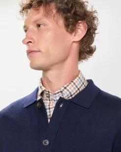 Gilet 100% Laine Mérinos façon veste bleu marine