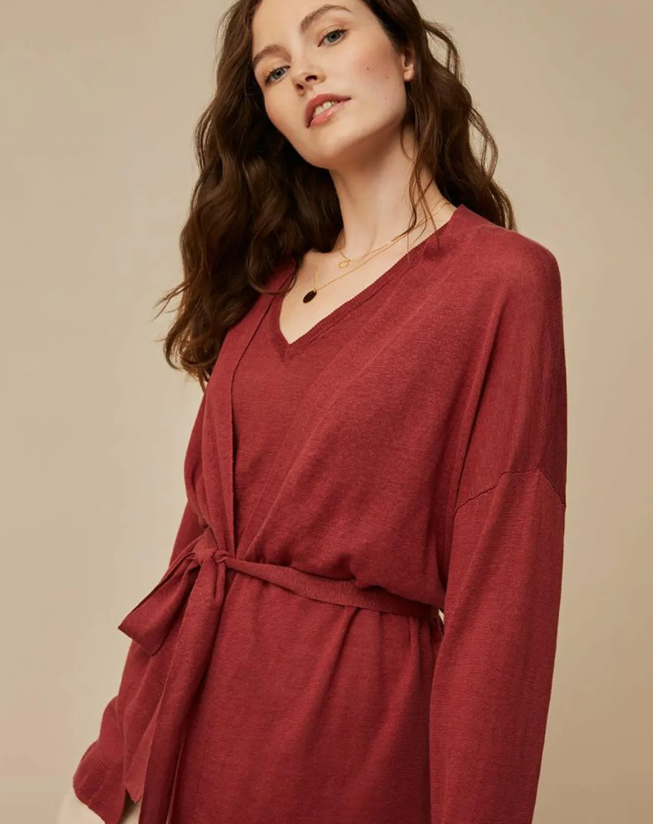 Gilet 100% Lin Therence terracotta