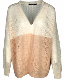 Gilet ajouré en Mohair mélangé Milane abricot/écru