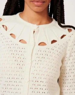 Gilet ajouré Pointelle écru