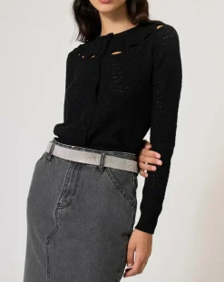 Gilet ajouré Pointelle noir