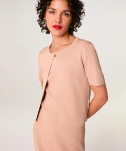 Gilet Allison col rond rose poudre