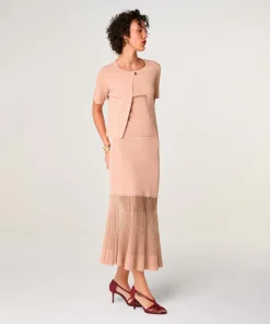 Gilet Allison col rond rose poudre