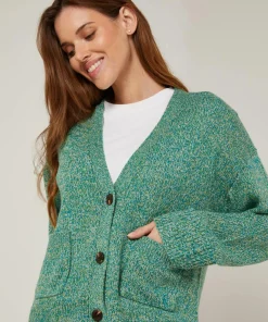 Gilet Brenda col V chiné vert