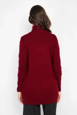 Gilet col châle bordeaux