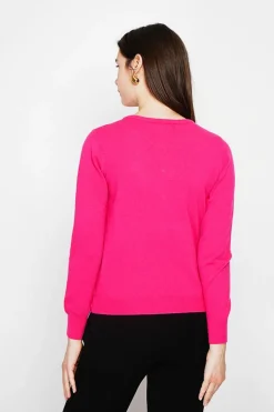 Gilet col ras du cou fushia