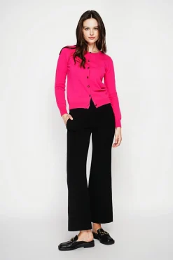 Gilet col ras du cou fushia