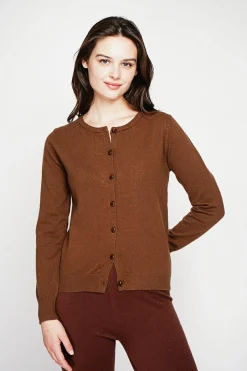 Gilet col ras du cou marron