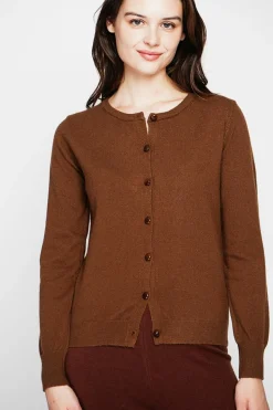 Gilet col ras du cou marron