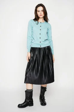 Gilet col ras du cou turquoise