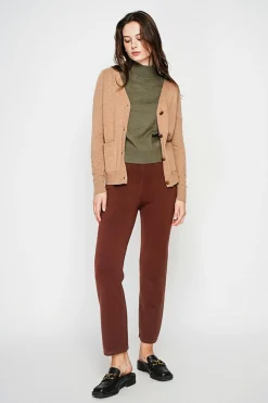 Gilet col v boutonné camel