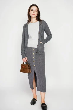 Gilet col v boutonné loup