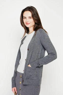 Gilet col v boutonné loup