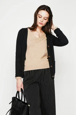 Gilet col v boutonné noir