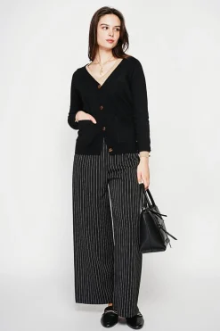 Gilet col v boutonné noir