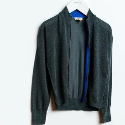 Gilet Donia zippé en Maille mélangé irisée anthracite