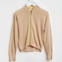 Gilet Donia zippé en Maille mélangé irisée sable