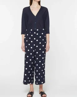 Gilet droit en Lin & Coton Mimosa bleu marine