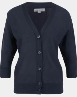 Gilet droit en Lin & Coton Mimosa bleu marine