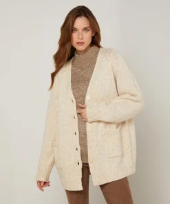 Gilet Elvina en Laine mélangé blanc ivoire