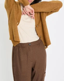 Gilet en Alpaga & Laine mélangés 3 Boutons kaki marron