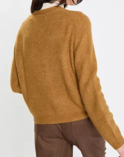 Gilet en Alpaga & Laine mélangés 3 Boutons kaki marron