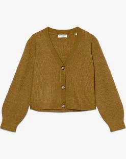 Gilet en Alpaga & Laine mélangés 3 Boutons kaki marron