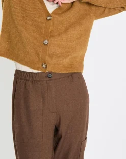 Gilet en Alpaga & Laine mélangés 3 Boutons kaki marron