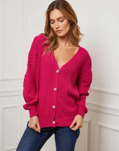 Gilet en Cachemire mélangé Liv fushia