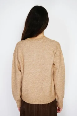 Gilet en Cachemire mélangé grand col camel