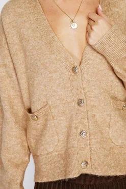 Gilet en Cachemire mélangé grand col camel