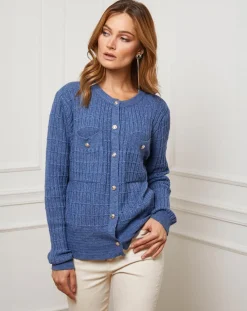 Gilet en Cachemire mélangé Stephanie indigo