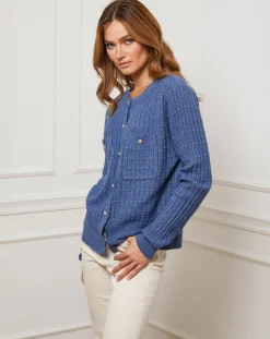 Gilet en Cachemire mélangé Stephanie indigo