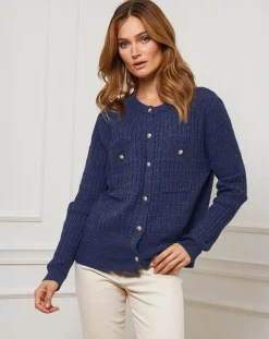 Gilet en Cachemire mélangé Stephanie marine